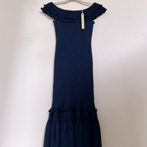 Jonathan Simkhai off the shoulder cocktail dress, midnight blue, never worn $565